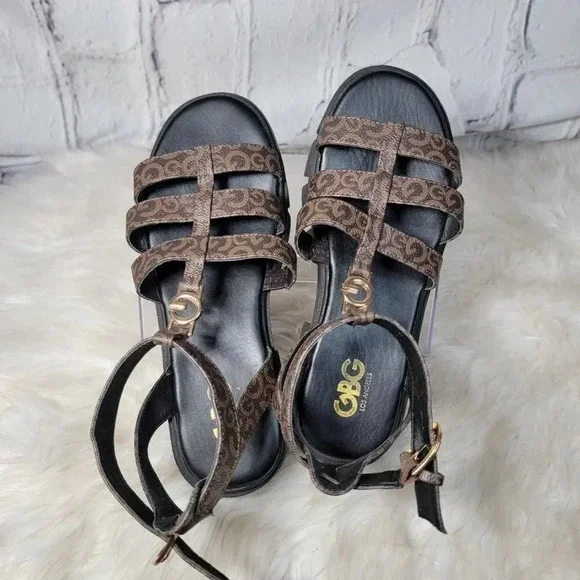 G by‎ GUESS Womens 8.5 Platform 90s 2000s Brown Lug Chunky Sandal Retro Preppy - Picture 10 of 12